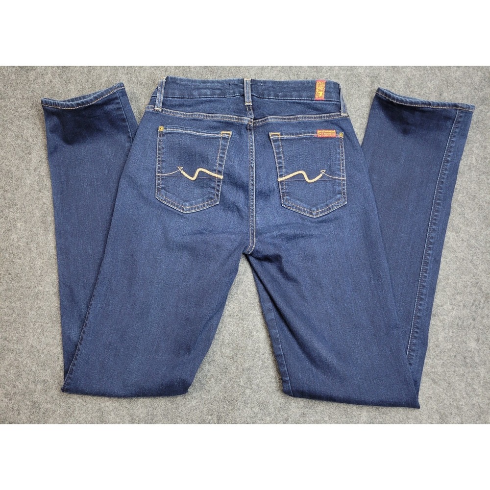 7 For All Mankind Jeans Womens 27 Blue Kimmie Stretch Grunge Straight Leg Y2K
